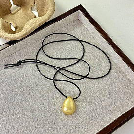 Подвеска в форме капли из сплава, регулируемый черный вощеный шнурок для ожерелья