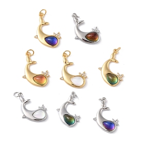 Bronce colgantes cúbicos del zirconia, con cristal de polvo brillante y anillo de salto, larga duración plateado, sin plomo y el cadmio, ballena