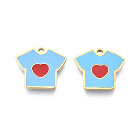 304 нержавеющей стальной эмали подвески, брелоки для футболок, ионное покрытие (ip), реальный 18 k позолоченный