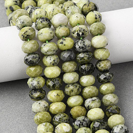 Бусы из натуральной желтой бирюзы (яшмы), рондель, граненые