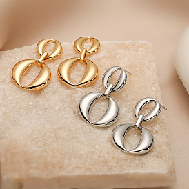 Brass Stud Earrings, Flat Round