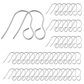 100Pcs 316 Stainless Steel Hypoallergenic French Earring Hooks, Flat Earring Hooks, Ear Wire, with Horizontal Loop