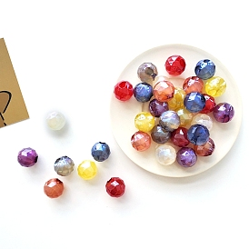 Placage uv perles acryliques irisées, avec de la poudre de paillettes, facette, ronde