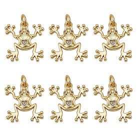 6подвески из кубического циркония с покрытием из латуни с микропаве, лягушка, с целью перехода в кольце, без кадмия и без свинца, долговечный