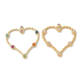 304 из нержавеющей стали горный хрусталь подвески, сердце прелести, ионное покрытие (ip), реальный 18 k позолоченный