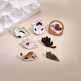 Cute Cartoon Cat Metal Pin for Clothes and Bags