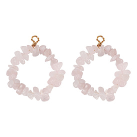 2 шт. подвески из натуральных и синтетических драгоценных камней с бусинами, подвески-кольца с медной проволокой в обертке, золотые