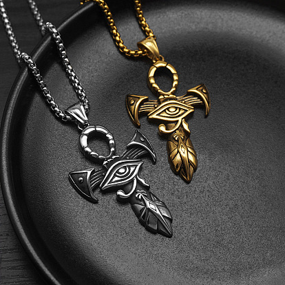 Египетский глаз гора крест анкх 304 подвеска из нержавеющей стали цепочка ожерелья для мужчин