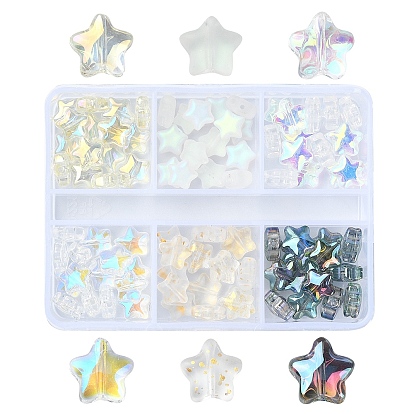 90 шт 6 стили прозрачные стеклянные бусины, звезда смешанных стилей