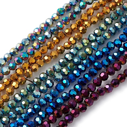 Electroplate Glass Beads Strands, Faceted, Rondelle