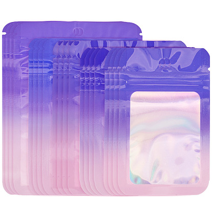 50 шт. 5 стили прямоугольные блестящие голографические пакеты из ПВХ с застежкой-молнией, многоразовые упаковочные пакеты, мешок с самоуплотнением