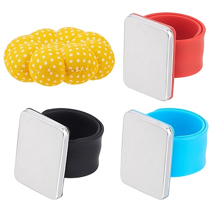 Needle Cushion Sets, with Magnetic Silicone Wrist Strap Bracelet and Wrist Pin Cushion