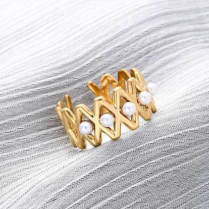 Регулируемые манжеты из нержавеющей стали для женщин, с имитацией жемчуга