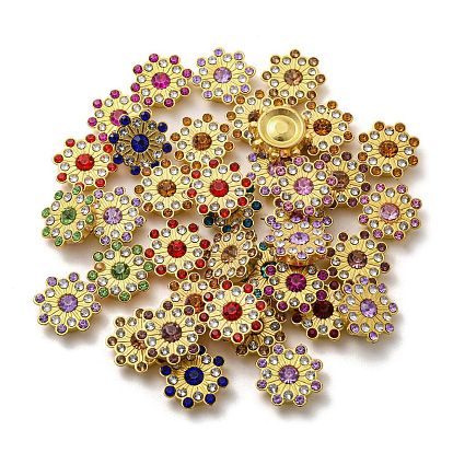 Acrylic Rhinetsone Cabochons, with ABS Plastic, Flat Back, Flower