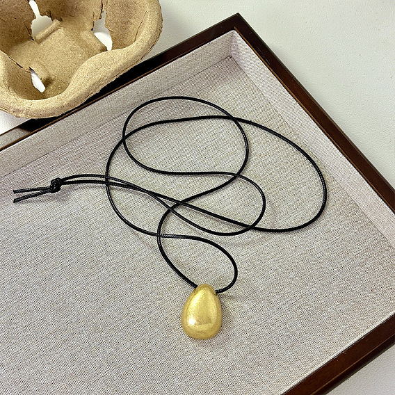 Подвеска в форме капли из сплава, регулируемый черный вощеный шнурок для ожерелья
