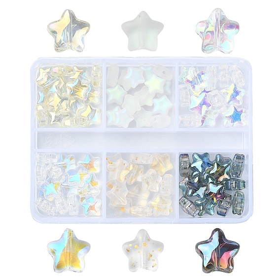 90 шт 6 стили прозрачные стеклянные бусины, звезда смешанных стилей