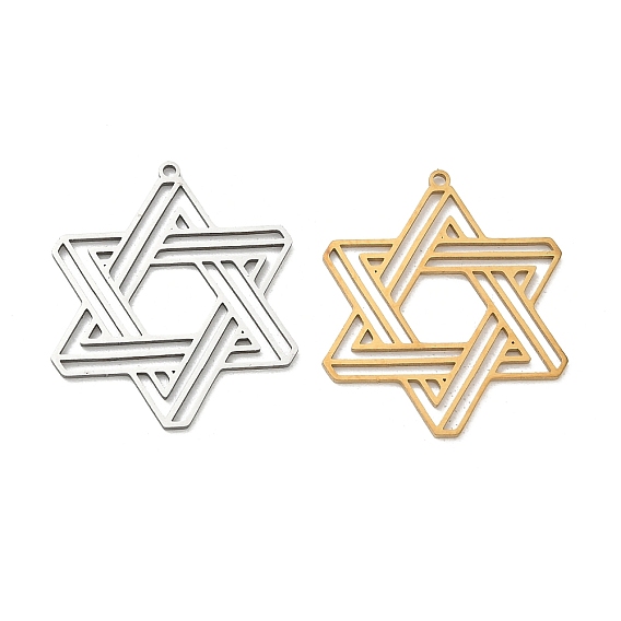 201 Stainless Steel Pendants, Star of David Charms, Laser Cut