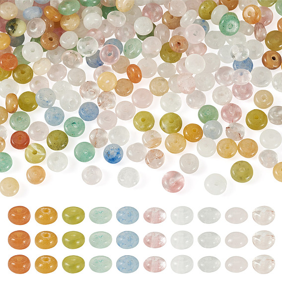300Pcs 10 Styles Natural & Synthetic Mixed Gemstone Beads, Rondelle