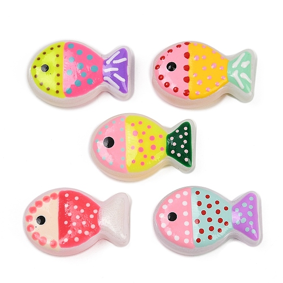 Выпечка окрашенные стеклянные бусины, рыба, с эмалью