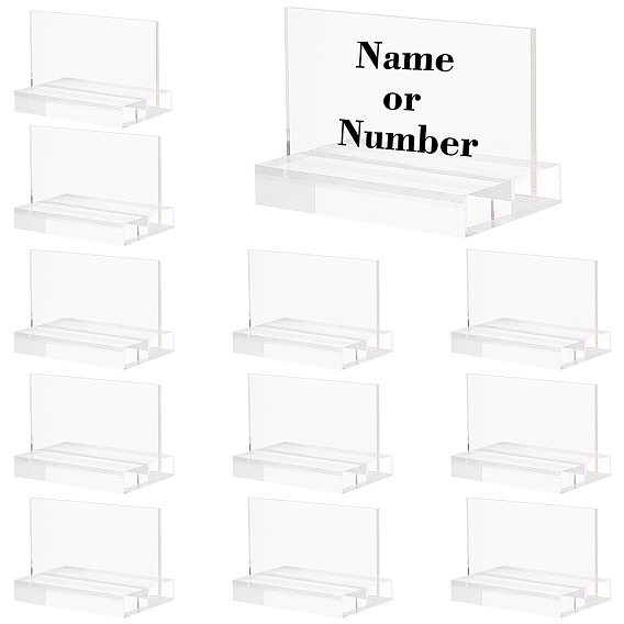 Transparent Acrylic Blank Place Sign & Base Holder Set, for Wedding, Party, Rectangle
