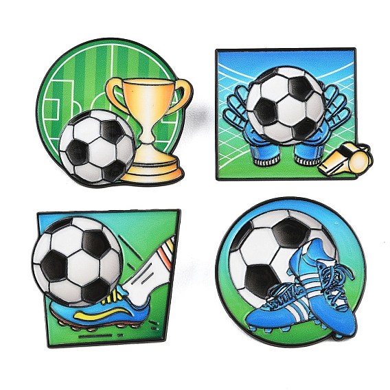 Эмалевые значки на спортивную тему футбол, булавки для лацканов из сплава для одежды рюкзака, чёрные