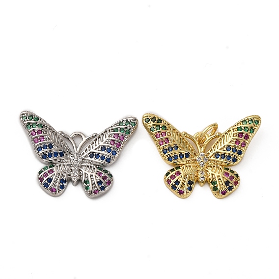 Латунные микро проложить кубического циркония подвески, бабочка, с целью перехода в кольце, долговечный, без кадмия и без свинца, стойки покрытие