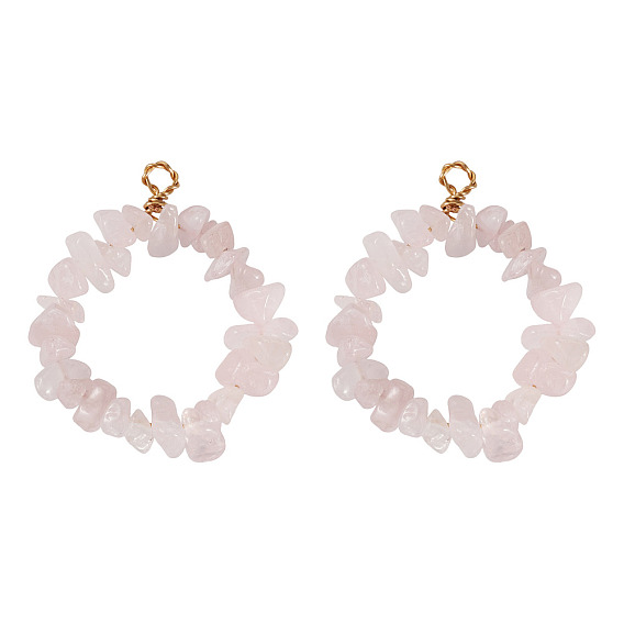 2 шт. подвески из натуральных и синтетических драгоценных камней с бусинами, подвески-кольца с медной проволокой в обертке, золотые