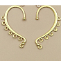 Alloy Ear Cuff Findings, Climber Wrap Around Earring Findings, with Horizontal Loops, Long-Lasting Plated
