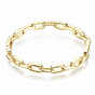 Brass Micro Pave Clear Cubic Zirconia Bangles, Nickel Free, Cable Chain Shape