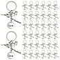 30Pcs Cheerleading Series Alloy Pendant Keychains, Trumpet with Flat Round & Human, with Iron Split Key Rings