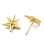 Rack Plating Brass Starfish Stud Earring, Cadmium Free & Lead Free, Long-Lasting Plated