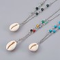 Cowrie Shell Pendant Necklaces, with Gemstone Beads and 304 Stainless Steel Chains