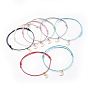 Cord Bracelets, with Eco-Friendly Korean Waxed Polyester Cord and Brass Charms, Moon, Golden