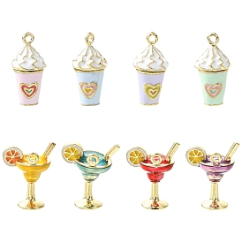 8шт. 8 стили подвесок из эмалированного сплава в виде коктейля/мороженого, золотые