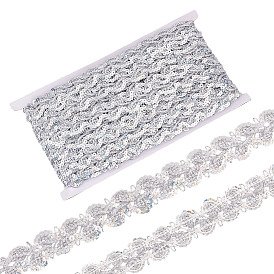 Металлизированная кружевная отделка, цветочная декоративная лента с блестками, для рукоделия шитья, аксессуары для одежды