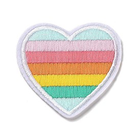 Heart & Rainbow Stripe Appliques, Computerized Embroidery Cloth Iron on/Sew on Patches, Costume Accessories