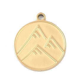 304 подвески из нержавеющей стали, плоский круглый с горным очарованием, ионное покрытие (ip)