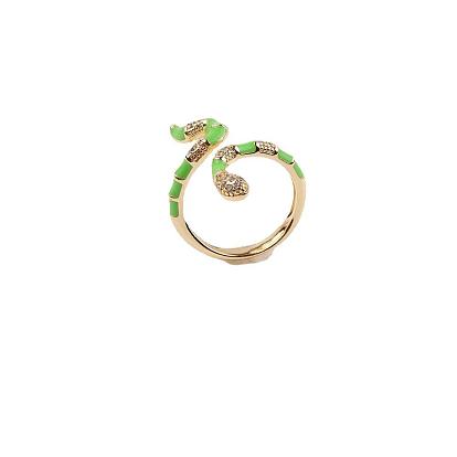 Colorful Snake-shaped Oil Drop Ring for Women, 18K Gold Plated Open-ended Fashion Ring