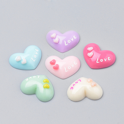 Кабошоны из смолы, сердце со словом "love", ювелирные изделия дня valentine's