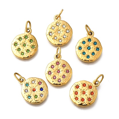 304 из нержавеющей стали горный хрусталь подвески, с целью перехода в кольце, ионное покрытие (ip), плоский круглый шарм, реальный 14 k позолоченный