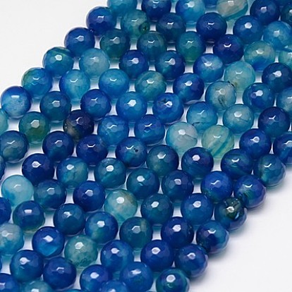 Natural Agate Beads Strands, Dyed, Faceted, Round, 10mm, Hole: 1.2mm, about 38pcs/strand, 15 inch