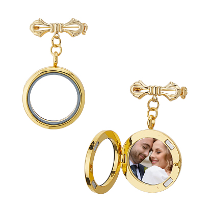 Broche en laiton, avec pendentifs en médaillon en alliage