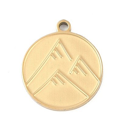 304 подвески из нержавеющей стали, плоский круглый с горным очарованием, ионное покрытие (ip)