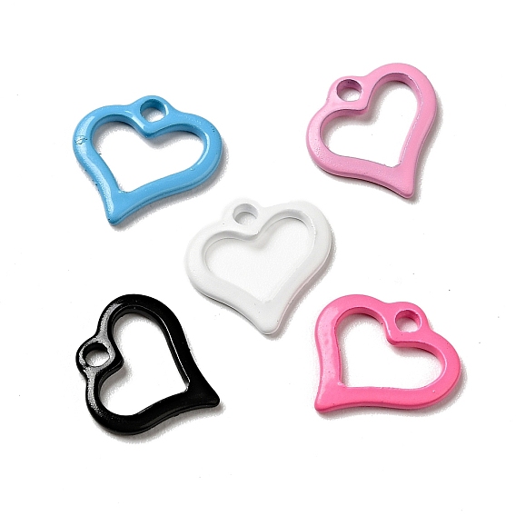 Spray Painted 201 Stainless Steel Charms, Heart Charm