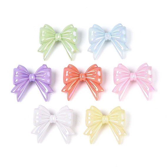 Непрозрачные акриловые бусины с УФ-покрытием, радужный, бантом