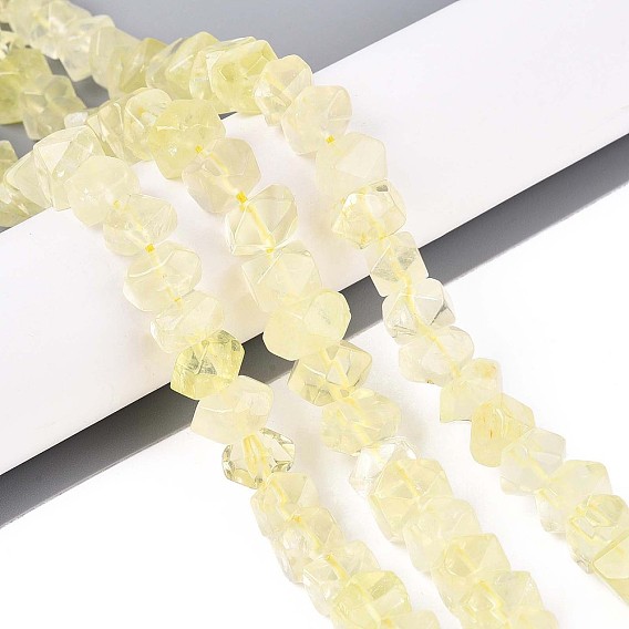 Нити из натуральных бусин лимонного кварца (обработанных нагреванием), самородки, граненые