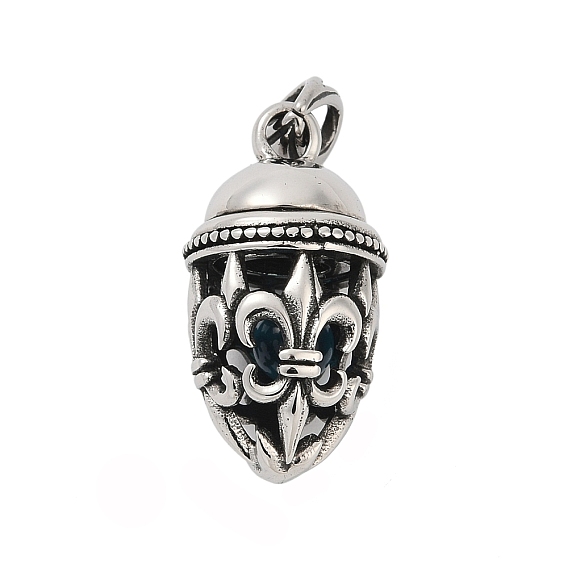 Открывающиеся 316 подвески из хирургической нержавеющей стали, со стеклянными шариками внутри, пуля с подвеской в виде геральдической лилии