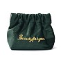 Velvet Spring Snap Closure Change Purse, Embroidered Word Clutch Bags, Storage Pouch for Jewelry Earphone, Rectangle