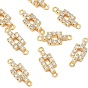 SHEGRACE Brass Micro Pave Clear Cubic Zirconia Connector Charms, Rectangle Links, Lead Free & Cadmium Free, Rack Plating, Long-Lasting Plated