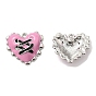 Alloy Enamel Pendants, Long-Lasting Plated, Lead Free & Cadmium Free, Platinum, Mended Heart Charms